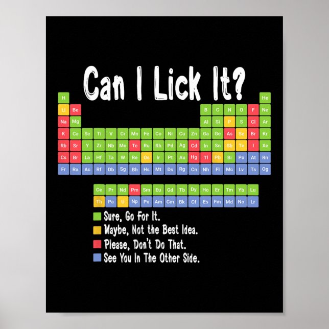 Póster Funny Science Teacher Student Can I Lick It Period (Frente)