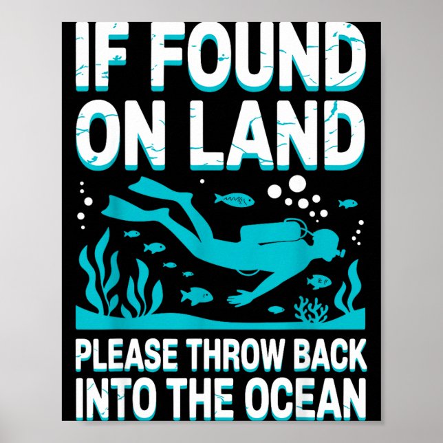 Póster Funny Scuba Diving Art For Men Women Scuba Dive Sc (Frente)