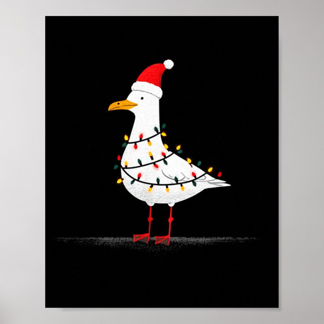 Póster Funny Seagull Christmas Graphics Animal Lights Lov (Frente)