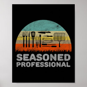 Póster Funny Seasoned Profesional Barbecue Pun