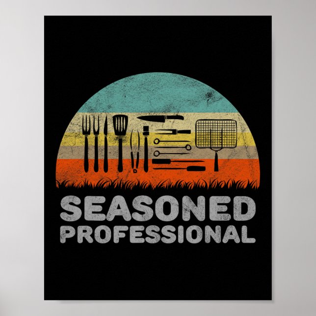 Póster Funny Seasoned Profesional Barbecue Pun (Frente)