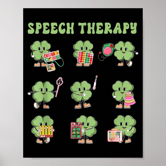 Póster Funny Shamrock Speech Therapy St Patrick's Day Slp (Frente)
