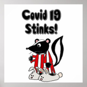 Póster Funny Sick Skunk Covid 19 Stinks
