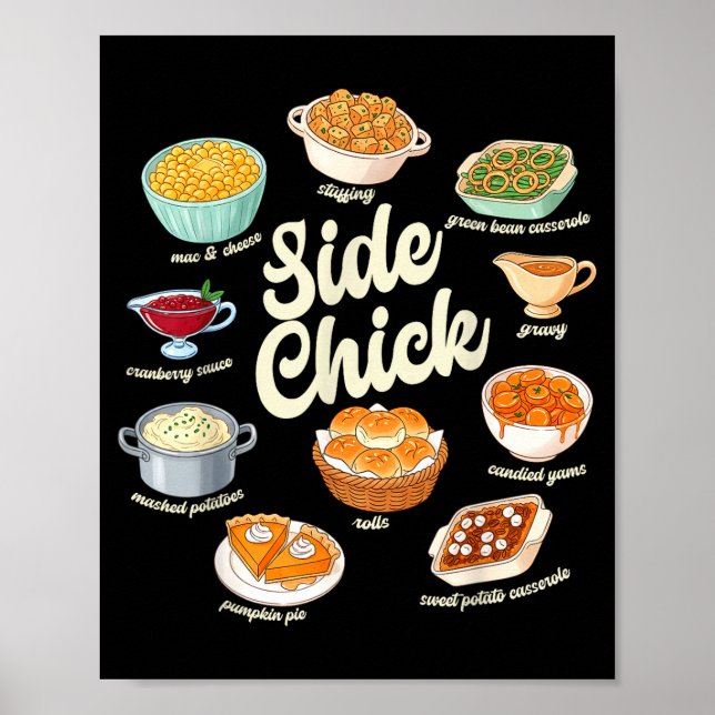 Póster Funny Side Chick Thanksgiving For Men Women  (Frente)
