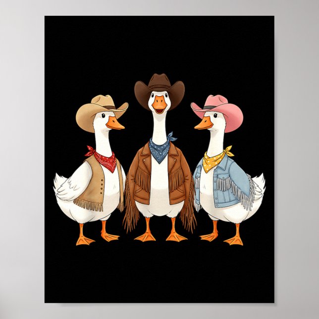 Póster Funny Silly Goose Cowboy Western Cowgirl Goose Hum (Frente)