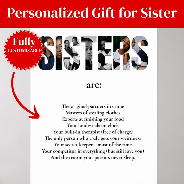 Póster Funny SISTERS Poster – Hilarious Gift for Sister (Funny SISTERS Poster – Hilarious Gift for Sister)
