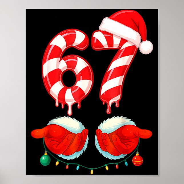 Póster Funny Six Seven 67 Christmas Candy Cane  (Frente)