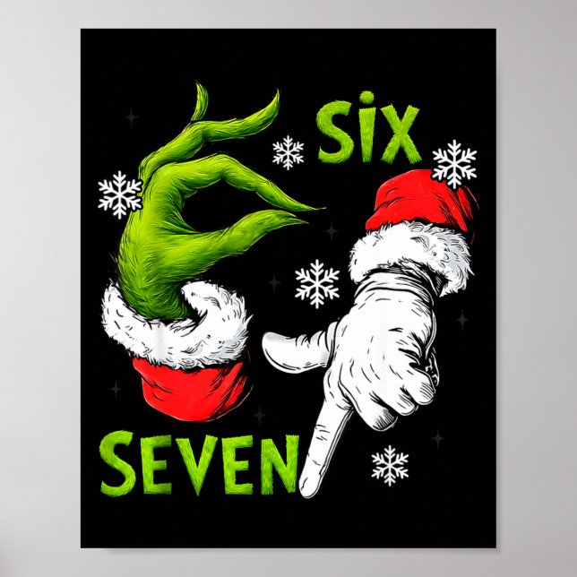 Póster Funny Six Seven 67 Meme 6 7 Christmas Elf Hand Boy (Frente)