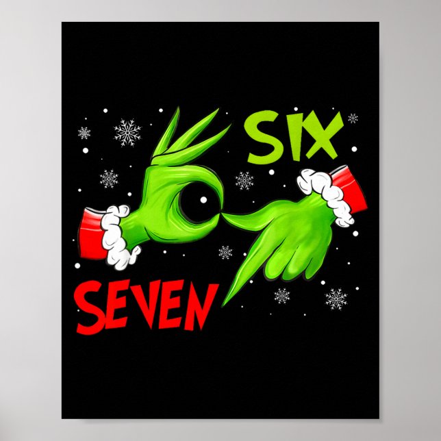 Póster Funny Six Seven 67 Meme 6 7 Christmas Elf Hand Boy (Frente)