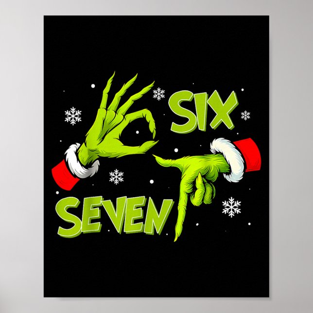 Póster Funny Six Seven 67 Meme 6 7 Christmas Elf Hand Boy (Frente)