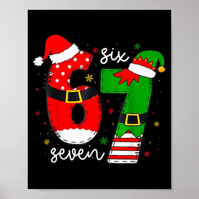 Póster Funny Six Seven 67 Meme 6 7 Elf Santa Christmas Pa (Frente)