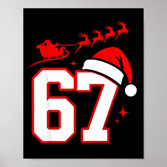 Póster Funny Six Seven 67 Meme 6 7 Elf Santa Christmas Pa (Frente)