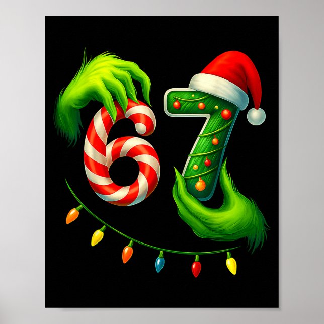 Póster Funny Six Seven 67 Meme 6 7 Santa Christmas Brainr (Frente)