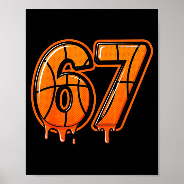 Póster Funny Six Seven 67 Meme Gen Alpha 67 Basketball Fo (Frente)