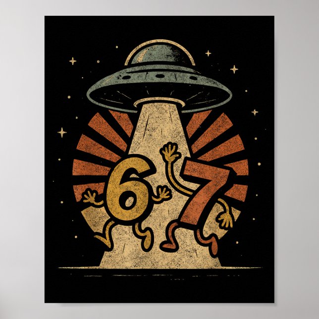 Póster Funny Six Seven 67 Meme Internet Meme Ufo Gen Alph (Frente)