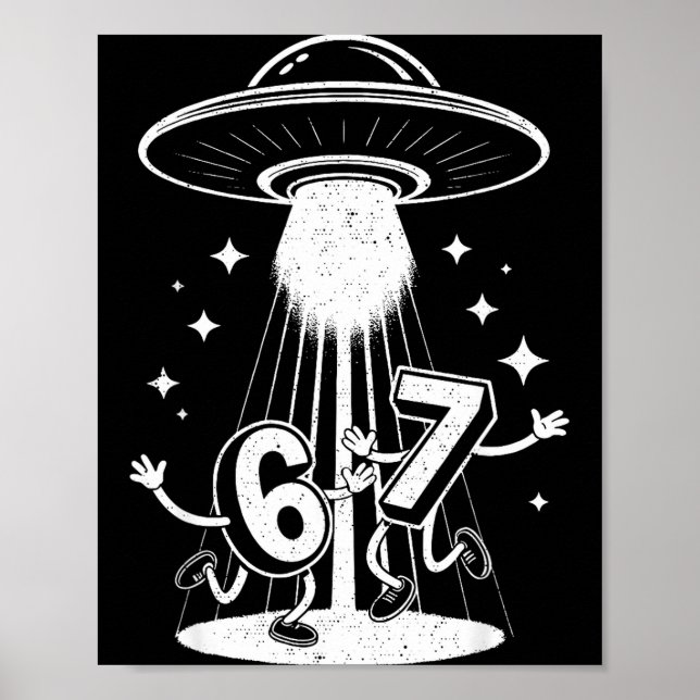 Póster Funny Six Seven 67 Meme Internet Meme Ufo Gen Alph (Frente)