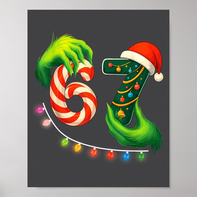 Póster Funny Six Seven 67 Meme Santa Christmas Brainrot P (Frente)