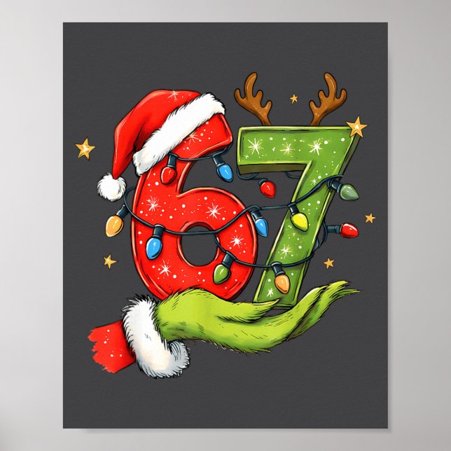 Póster Funny Six Seven 67 Meme Santa Christmas Brainrot P (Frente)