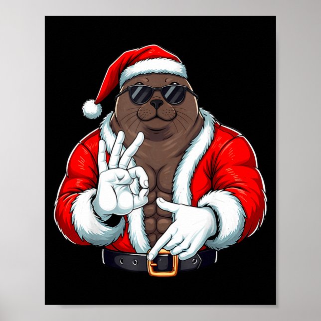 Póster Funny Six Seven 67 Meme Seal Christmas Men Boys Te (Frente)