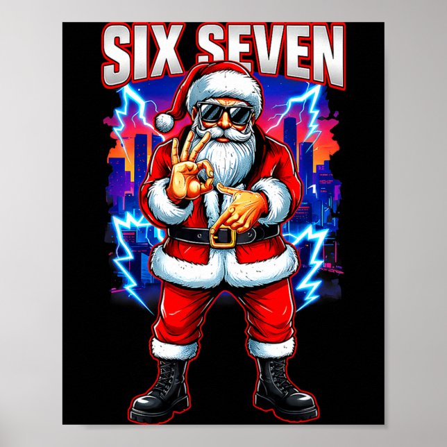 Póster Funny Six Seven 6 7 Meme 67 Santa Christmas Men Bo (Frente)