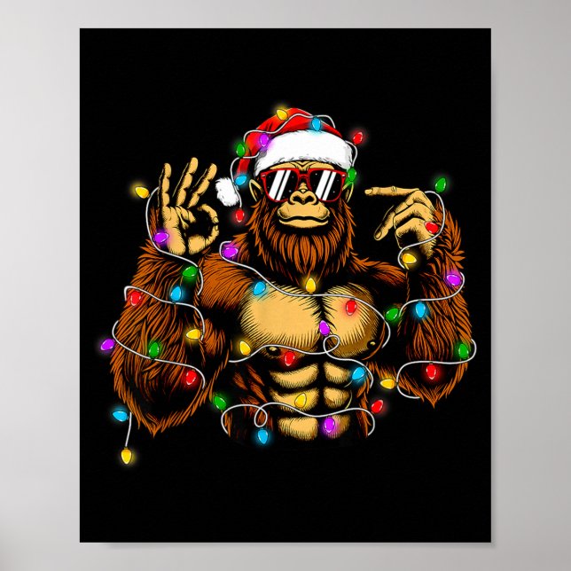 Póster Funny Six Seven 6 7 Meme Bigfoot Christmas Lights  (Frente)