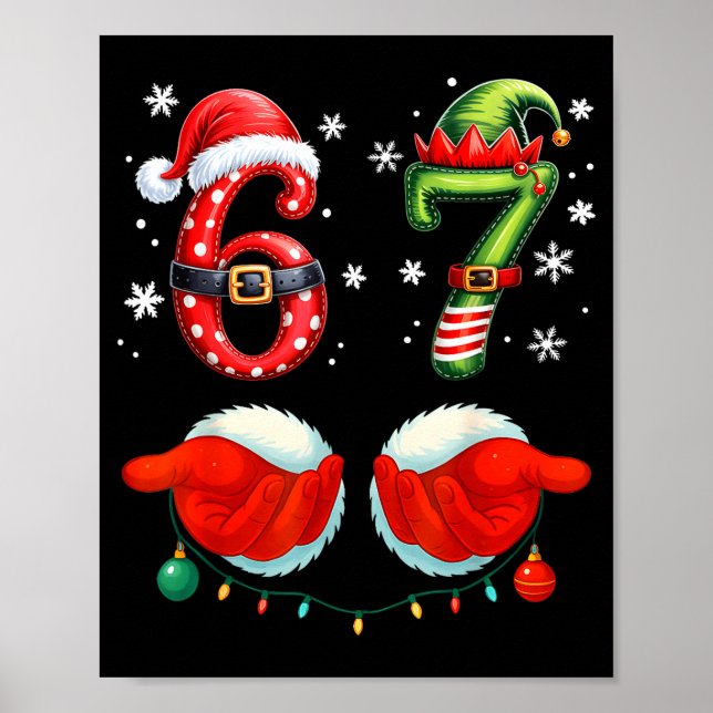 Póster Funny Six Seven 6 7 Meme Christmas Humor Santa Elf (Frente)