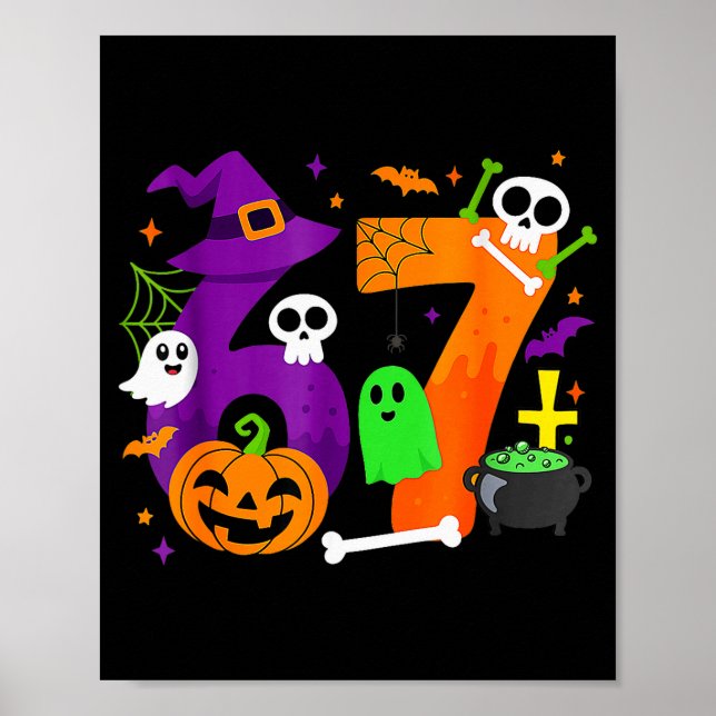 Póster Funny Six Seven 6 7 Meme Design Couples Halloween  (Frente)