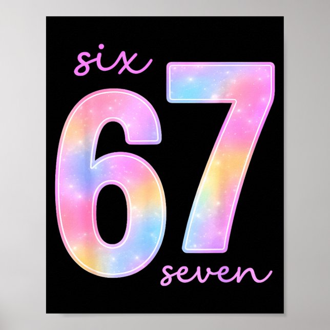 Póster Funny Six Seven 6 7 Meme Gen Alpha Slang 67 Kids G (Frente)
