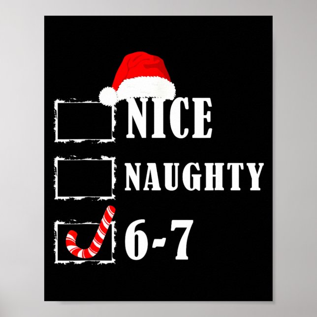 Póster Funny Six Seven 6-7 Meme Nice Naughty 67 Christmas (Frente)