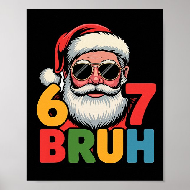Póster Funny Six Seven 6 7 Meme Santa Christmas Men Boys  (Frente)