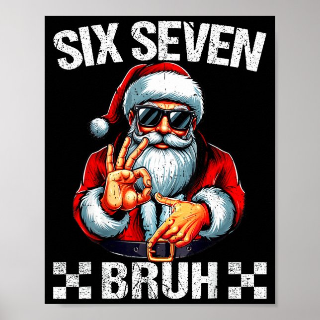 Póster Funny Six Seven 6 7 Meme Santa Christmas Shirt Men (Frente)