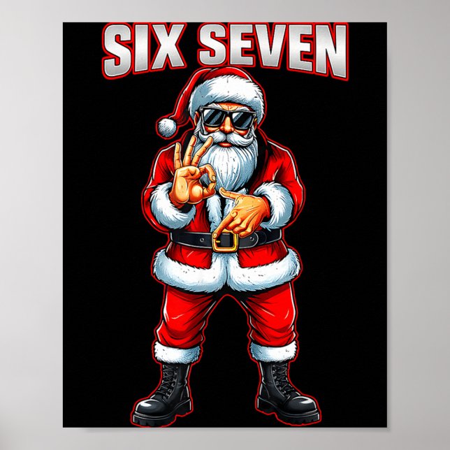 Póster Funny Six Seven 6 7 Meme Santa Christmas Shirt Men (Frente)