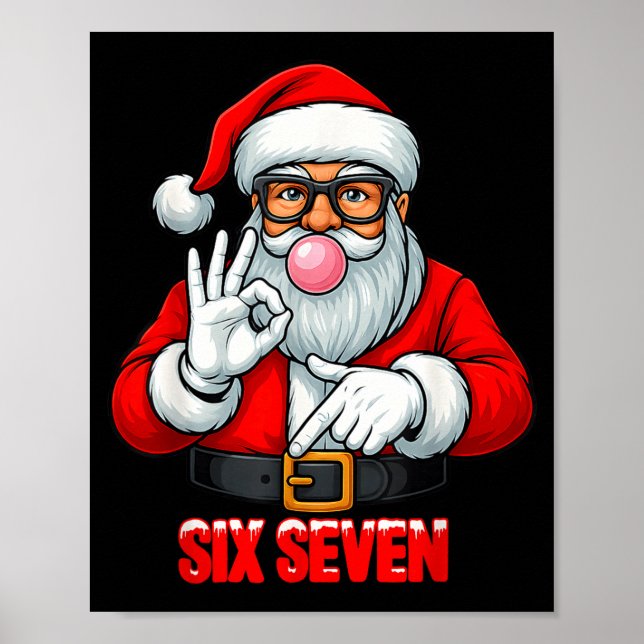 Póster Funny Six Seven 6 7 Meme Santa Christmas Shirt Men (Frente)