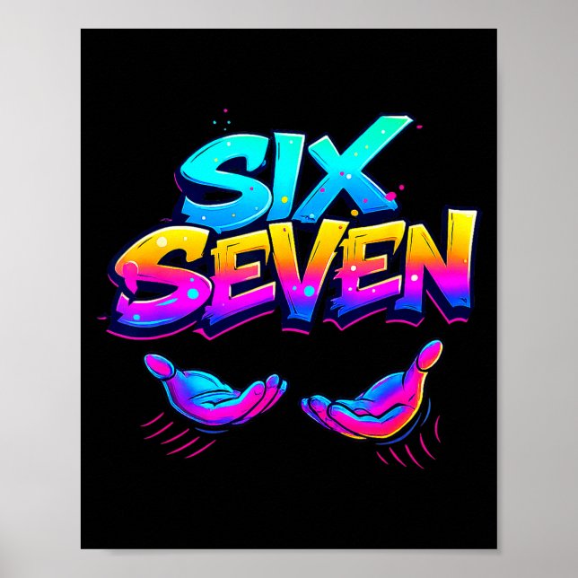 Póster Funny Six Seven Design Graphic 67 6 7 Meme Hands G (Frente)