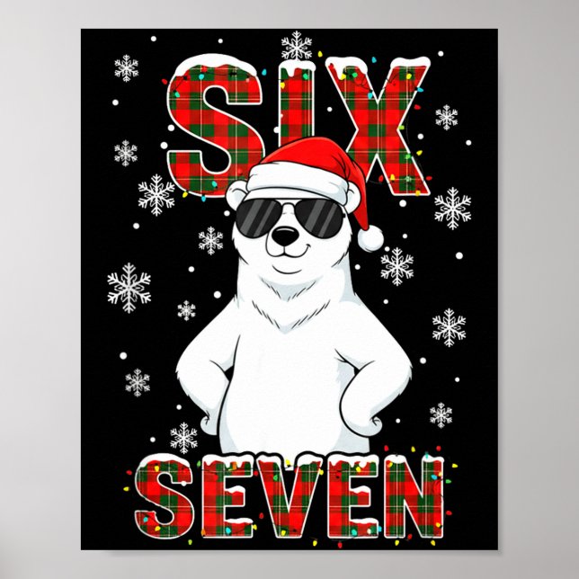 Póster Funny Six Seven Lar Bear Christmas 67 Santa Hat Wi (Frente)