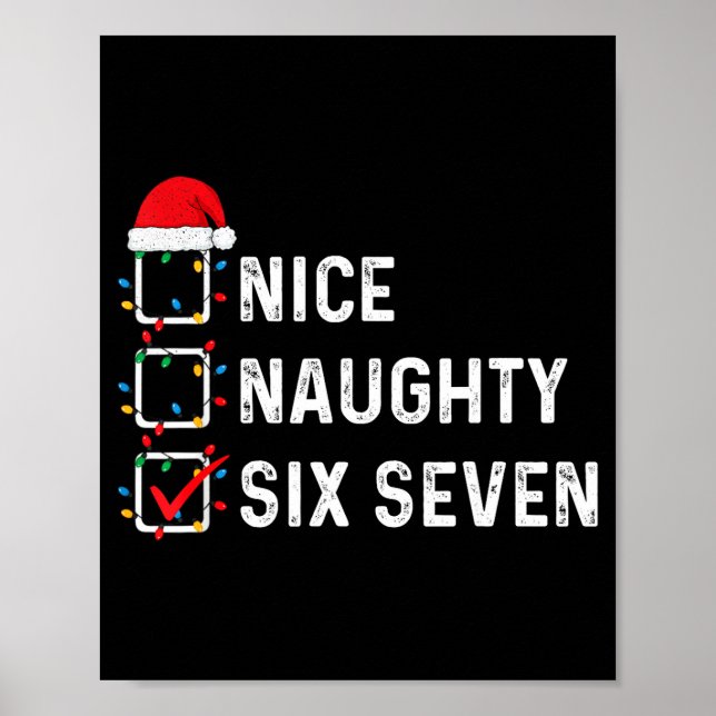Póster Funny Six Seven Meme 67 Christmas List Nice Naught (Frente)