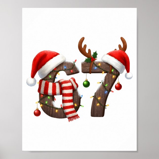 Póster Funny Six Seven Meme 6-7 Xmas 67 Christmas Lights  (Frente)