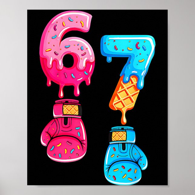 Póster Funny Six Seven Meme Ice Cream Drip 67 Boxing  (Frente)