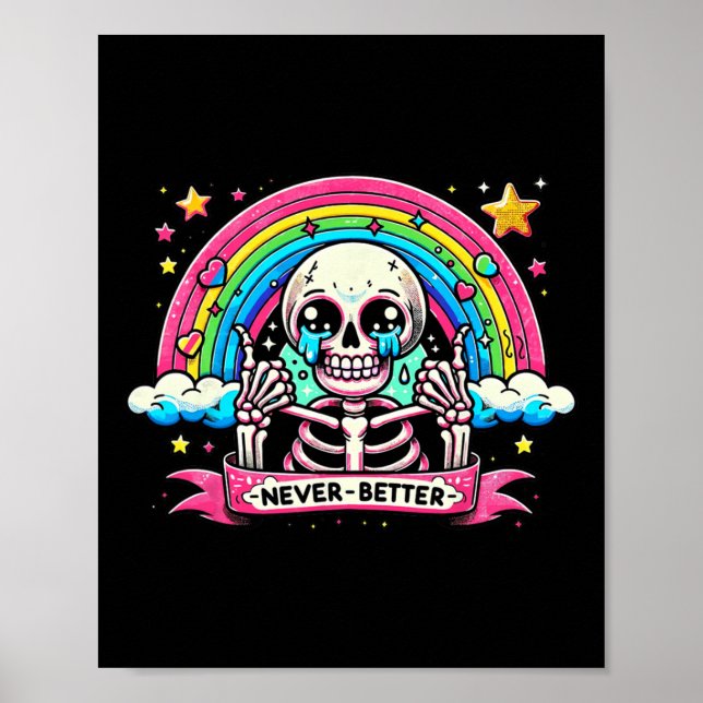 Póster Funny Skeleton Camisetas de Halloween nunca mejor  (Frente)