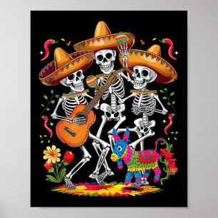 Póster Funny Skeleton Cinco De Mayo Fiesta Festival Mexic