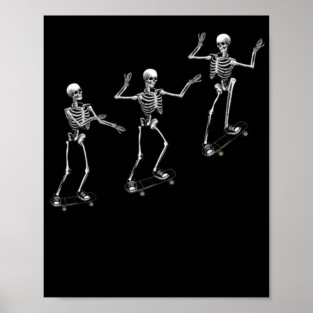Póster Funny Skeleton Skateboard Shirt (Frente)