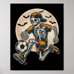 Póster Funny Skeleton Soccer Men Niños Coste Halloween