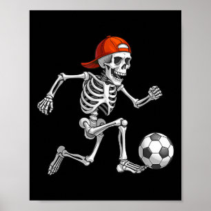 Póster Funny Skeleton Soccer Men Niños Coste Halloween