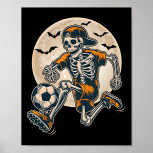 Póster Funny Skeleton Soccer Men Niños Coste Halloween