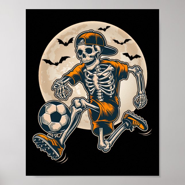 Póster Funny Skeleton Soccer Men Niños Coste Halloween (Frente)