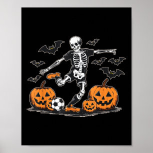 Póster Funny Skeleton Soccer Men Niños Coste Halloween
