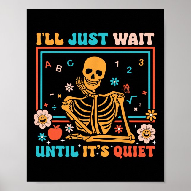 Póster Funny Skeleton Teacher Halloween Disstumen Hombres (Frente)