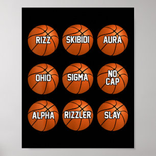 Póster Funny Skibidi Baloncesto Niños Adolescentes Rizzle