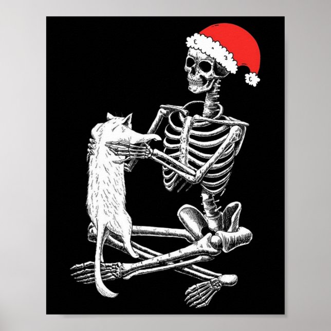 Póster Funny Skull Cat Navidades (Frente)