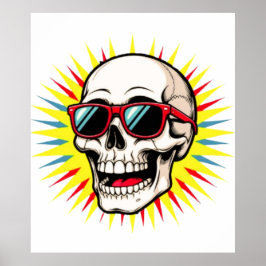 Póster **Funny Skull With Sunglasses – Cartoon Laughing S